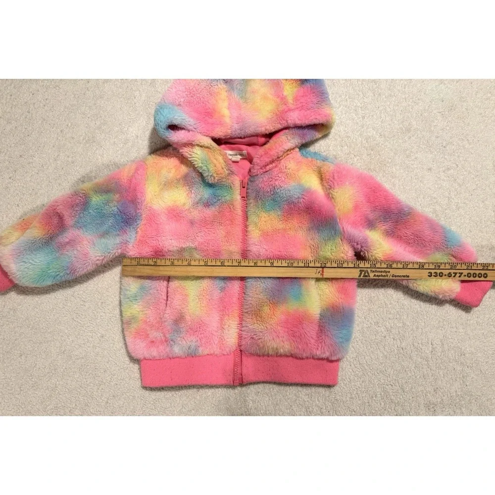 TUCKER + TATE Girl's Sz 3  Faux Fur‎ Tie Dye Jacket In Pink Chiffon Multi